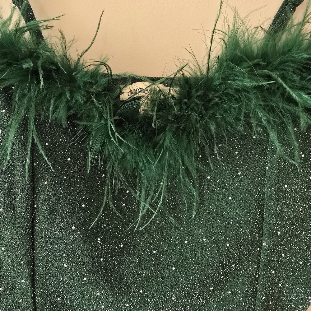 Green Feather-Trimmed Tank - Picture 2 of 4